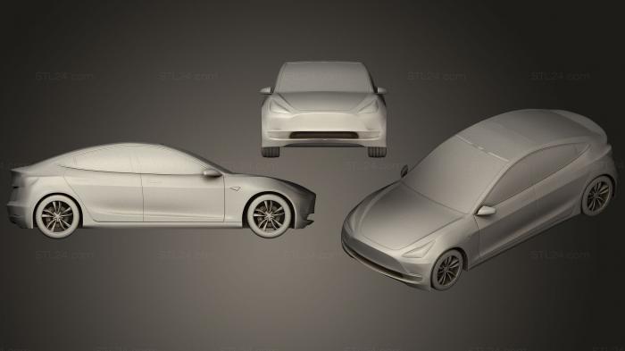 Автомобили и транспорт (Тесла 3, CARS_0318) 3D модель для ЧПУ станка